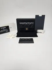 シャネル Classic ゴールド キャビア Rab カード 財布 ブラック 305番台