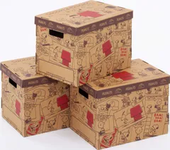 【在庫セール】段ボール 日本製 A4・A4変形(女性誌サイズ)対応 底板・フタ付き 3個組 収納ボックス 900-31 スヌーピー アストロ