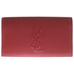 YVES SAINT LAURENT (イヴサンローラン) クラッチバッグ レッド レザー ハンドバッグ