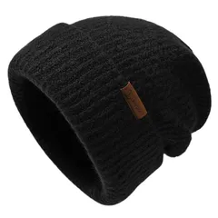 [Minaette] ニット帽子 レディース 冬 【防寒帽子 厚手で暖かい シンプル 小顔効果】 ストレッチ 伸縮性 毛糸の帽子 柔らかい おしゃれ ユニセックス (JP, 数字サイズ, 54.0 cm, 58.0 cm, ブラック) 0