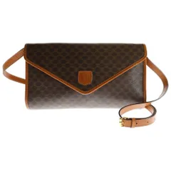 CELINE (セリーヌ) マカダム ショルダーバッグ ブラウン PVCレザー