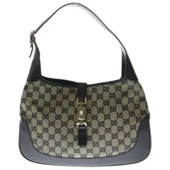 GUCCI (グッチ) ショルダーバッグ GG柄 ジャッキー ハンドバッグ ワンショルダーバッグ ブラック×ベージュ キャンバス×レザー 001 3306 ゴールド金具