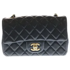 CHANEL (シャネル) ミニマトラッセ20 シングルフラップ シングル チェーンショルダーバッグ ブラック ラムスキン ゴールド金具 AS5219