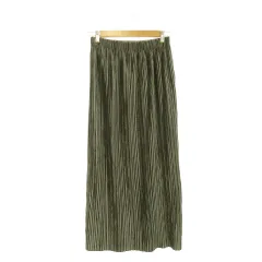 リヴドロワ RIVE DROITE スカート ベロア プリーツ タイト ロング マキシ サイドスリット 2 カーキ グレー /AH1