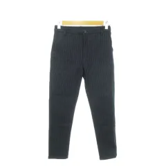 コムサモデルズ COMME CA MODELS パンツ スラックス スリム テーパード ストレッチ ストライプ 裏起毛 防寒 あったか 7 紺 ネイビー /AH6