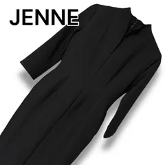 JENNE ジェンヌ 立ち襟 タイトワンピース ブラック 黒 Sサイズ 七分袖 ポリエステル 上質素材 iwa22aw-op06a 美シルエット レディース エレガント 膝丈 フォーマル 冠婚葬祭 通勤 きれいめ 0000993OC