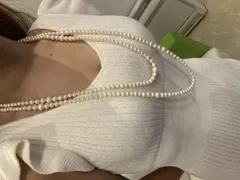 6mm-10mm パール ロングネックレス 約110-130cm 113.3g 留め具なし 連ネックレス