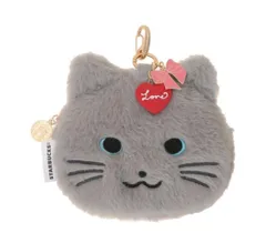 スタバ バレンタイン 2026 ファーポーチキャット グレー ポーチ