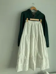 ティアード バンディング ロング丈スカート 白