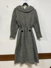 N5986 日本 ヴィンテージ KARA CHECK Long ONE PIECE ウール ONE PIECE