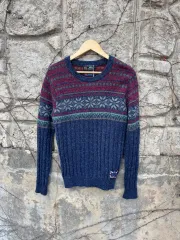 Gim British wool フェアアイル ケーブルニット L