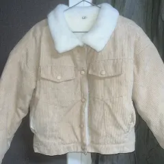 アイボリー コーデュロイ ファー カラー ジャケット アウター