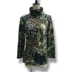 ST.JOHN セントジョン 羽根プリント ハイネックカットソー トップス ハイネック タートルネック マルチカラー サイズL レディース 春 ゴーゴー古着マルイファミリー溝口店 2 No.486