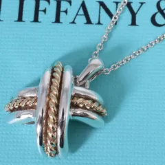 極美品 ティファニー シグネチャークロス コンビ ペンダント/25-2983