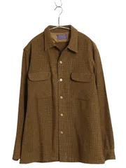 【お得なクーポン配布中!】 60s 70s USA製 ★ ペンドルトン チェック オープンカラー ウール シャツ メンズ M / ヴィンテージ 開襟 ループ留め ボックス マルチカラー