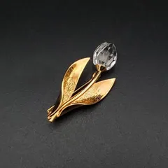 SWAROVSKI スワロフスキー ブローチ チューリップ 花 フラワー クリスタル ゴールドカラー 可愛い 上品 フェミニン ギフト プレゼント 贈り物