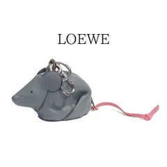 LOEWE ロエベ マウス ネズミ バッグチャーム キーリング キーホルダー コインケース 小銭入れ アニマルモチーフ レザー グレー