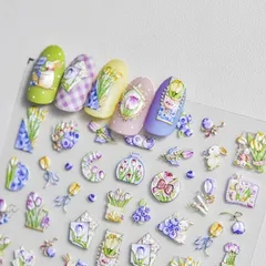 匿名配送⭐︎ネイルシール　立体　3D  ウサギ　ブルーベリー　チューリップ　3019