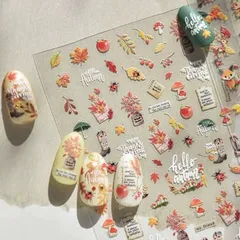 匿名配送⭐︎ネイルシール　3D 立体　秋の訪れ　紅葉　キノコ　ブーツ　木の実　5195