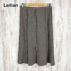 美品 Leilian レリアン 小花柄 総柄 シルク100% ひざ丈 フレアスカート 13号 大きいサイズ