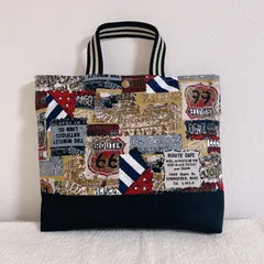 B5ぴったり おどうぐ袋 【アメリカンヴィンテージ柄】 ミニレッスンバッグ