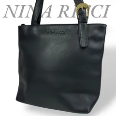 【B4502】 NINA RICCI ニナリッチ ハンドバッグ オールレザー ブラック ベルト ミニトート ゴールド 無地 マチあり ロゴ シボ革