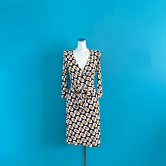 1127 DIANE von FURSTENBERG ダイアンフォンファステンバーグ シルク100% ラップワンピース 幾何学柄 0
