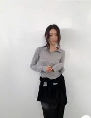 UNDER-VI ルイン KARA（カラ） スリット Tシャツ #グレー