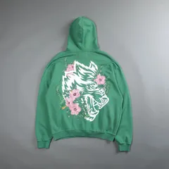 Darc Sport OHANA NATIVE WOLF PIERCE HOODIE LUSH GREEN Mダルクスポーツ オハナ ネイティブ ウルフ ピアス フーディー パーカー トレーナー グリーン ハイビスカス 白 緑 桃 狼