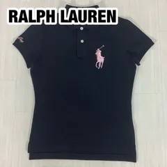 【美品】【使用感少】RALPH LAUREN ラルフローレン ビッグポニー 半袖ポロシャツ S ブラック 黒 刺繍ロゴ 袖ロゴ フレンチスリーブ 着丈57.5cm 肩幅34.5cm 身幅(脇下)43cm 袖丈15cm【古着】