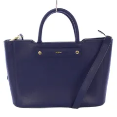 フルラ FURLA 2WAY ショルダーバッグ ハンドバッグ レザー ロゴ ワンポイント 紺 ネイビー /BB