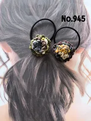 コサージュフリル花ヘアゴム2個セット　オールシーズン