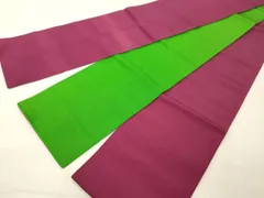 平和屋着物◎本場筑前博多織　両面　半幅帯　梅紫色　井上絹織謹製　証紙付き　正絹　逸品　DABB2356cd