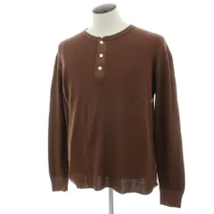 【中古】ヘルスニット Healthknit BEAMS PLUS別注 コットン ヘンリーネック 長袖Ｔシャツ ブラウン【サイズL/42】【メンズ】