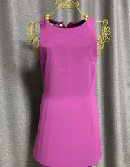 パープル ノースリーブ ミニ ワンピース