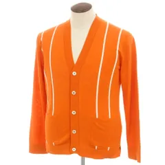 【新品】ガリア GALLIA ハイゲージ コットン ニット カーディガン オレンジxホワイト【サイズ50】【メンズ】