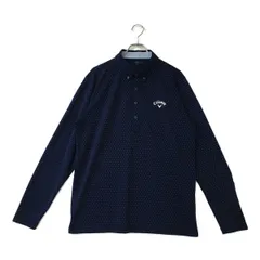 中古 メンズ キャロウェイ Callaway 長袖ポロシャツ 3L 紺 ネイビー ボタンダウン 水玉