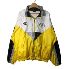 90's vintage 90年代 ヴィンテージ UMBRO アンブロ 企業 フルジップジップアップ Suomen Hevostarvike ナイロンジャケット 企業ロゴ刺繡 ワンポイント刺繡 トラックジャケット ジャージ CHINA製 XXLサイズ イエロー