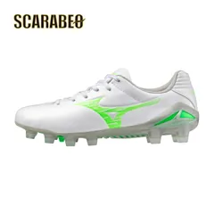 ミズノ ジュニア モナルシーダ NEO 3 PRO Jr ホワイト×ネオングリーン p1gb252037 サッカーシューズ サッカー スパイク シューズ 靴 くつ 中学校 高校 一般 大人 軽量　柔軟 素足感覚 エリート プロ ネオ3 NEO3 部活 24.5