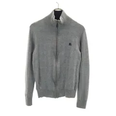 BURBERRY BLACK LABEL バーバリーブラックレーベル ダイヤ柄 ニットジャケット 2 グレー 三陽商会 レディース 古着