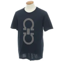 【中古】サルヴァトーレフェラガモ Salvatore Ferragamo コットン クルーネック 半袖Ｔシャツ ネイビー【サイズM】【メンズ】