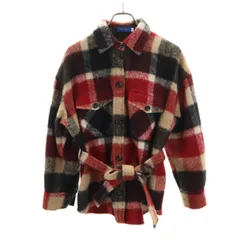 BLUE LABEL CRESTBRIDGE ブルーレーベルクレストブリッジ チェック柄 長袖 ウールシャツ 36 レッド レディース 古着