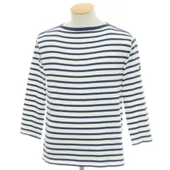【中古】セントジェームス SAINT JAMES コットン ボーダー ボートネック 七分袖 Ｔシャツ ホワイトxネイビー【サイズ3】【メンズ】