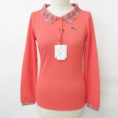 プーマ PUMA GOLF ゴルフ ポロシャツ 長袖 速乾 DRY 幾何柄 刺繍 赤 レッド オレンジ グレー O