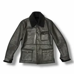 参考上代462000円 未使用 ISAMUKATAYAMA BACKLASH 25AW SPANISH MERINO MOUTON CAR COAT ムートンカーコート レザージャケット イサムカタヤマバックラッシュ S2165-04 ブラック Mのサムネイル