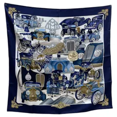 エルメス HERMES カレ90 Autombile ネイビー レディース スカーフ