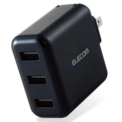 充電器 合計18W Type-A×3 コンセント 【 iPhone (iPhone13シリーズ対応) USB / Android/タブレット 対応 エレコム(ELECOM) 】 ブラック MPA-ACU12BK
