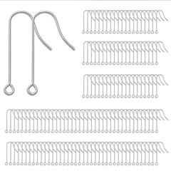 50個) (銀 手作り DIY材料 パーツ リング ジュエリー用 ピアス金具 アレルギー対応 約25組（50個）パーツ ピアスフック 316ステンレス [Arti-Cipes]