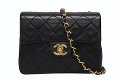 極美品 CHANEL シャネル ミニマトラッセ チェーンショルダーバッグ ココマーク 1番台 ラムレザー ブラック ゴールド金具 中古 4b009553