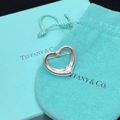 美品☆Tiffany&Co. ティファニー ブローチ オープンハート ダイヤ 1粒